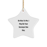 Funny Surveyor Gifts for Friends and Family from Surveyor Enthusiasts, Be Nice to Me Star Ornament Christmas Unique Gifts - Image 1